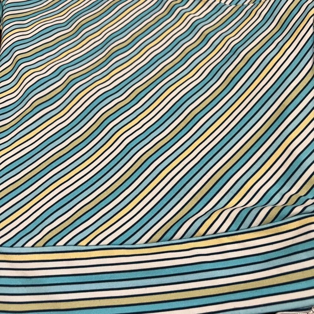 Vanity L Y2K Wrap Top Blue Striped Fitted Short Sleeve 2000s - Picture 4 of 7